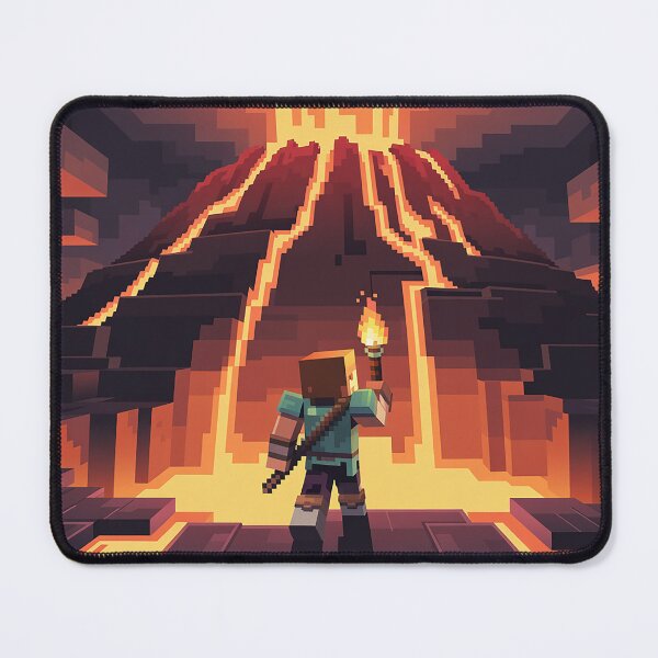 Item preview, Voxel Lava Volcano Ascent | Pixel Quest Explorer Adventure Poster | Blocky Hellscape Gamer Design designed and sold by pixelpopplanet.