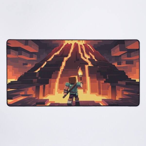 Item preview, Voxel Lava Volcano Ascent | Pixel Quest Explorer Adventure Poster | Blocky Hellscape Gamer Design designed and sold by pixelpopplanet.