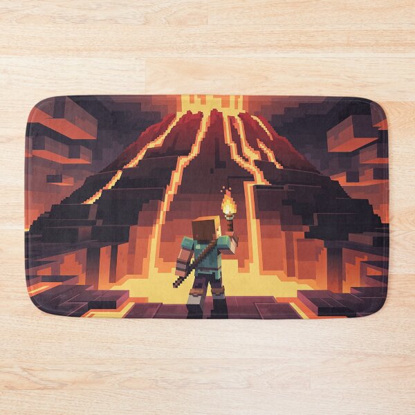 Item preview, Voxel Lava Volcano Ascent | Pixel Quest Explorer Adventure Poster | Blocky Hellscape Gamer Design designed and sold by pixelpopplanet.