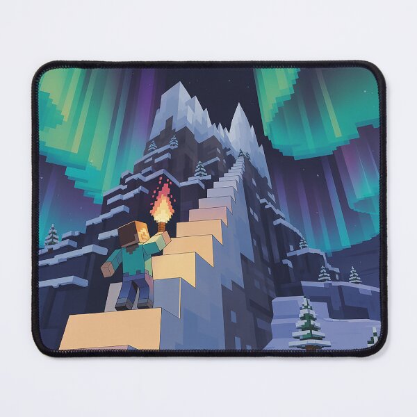 Item preview, Voxel Aurora Mountain Climb | Pixel Quest Explorer Northern Lights Adventure Design | Snowy Vista  designed and sold by pixelpopplanet.