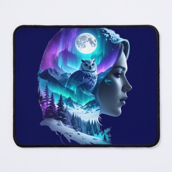 Item preview, Guardian Owl Spirit: Arctic Aurora Portrait in Blue T-shirt,Tee designed and sold by Alicjareign.