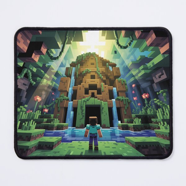 Item preview, Voxel Jungle Temple Adventure | Pixel Quest Art Steve Exploring Ancient Ruins | Lost Structure Gamer Design designed and sold by pixelpopplanet.