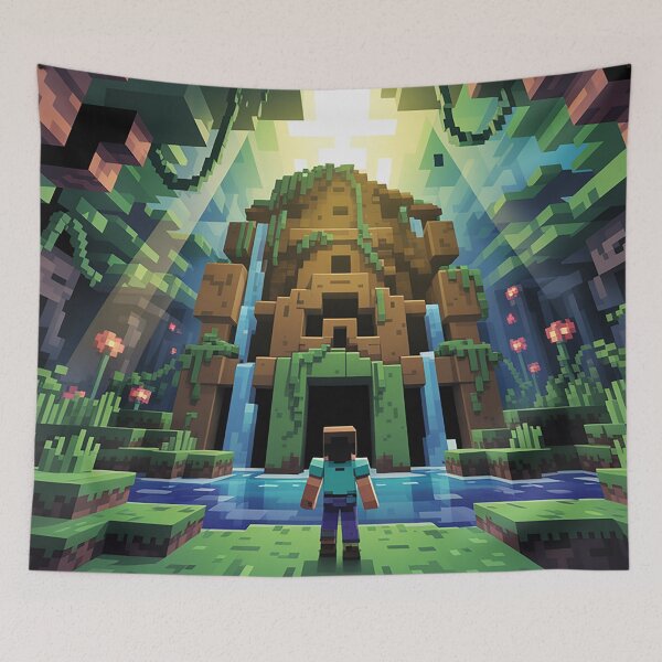 Item preview, Voxel Jungle Temple Adventure | Pixel Quest Art Steve Exploring Ancient Ruins | Lost Structure Gamer Design designed and sold by pixelpopplanet.