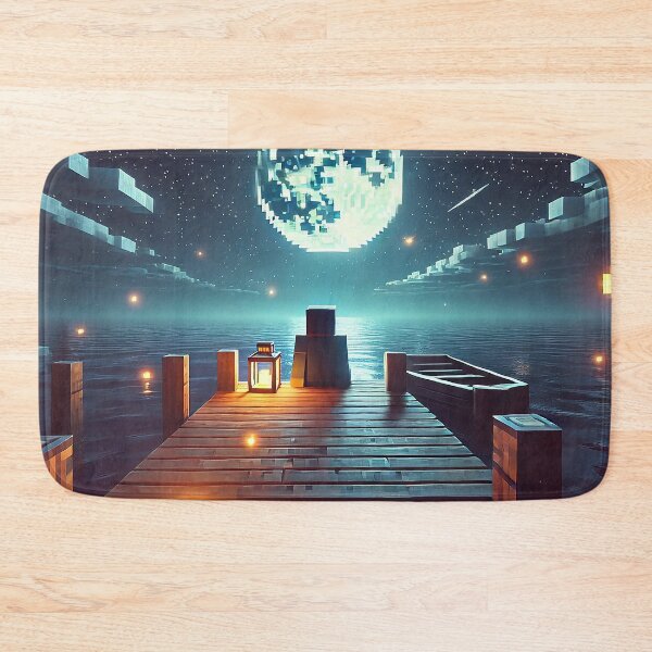 Item preview, Voxel Moonlight Pier | Cozy Night Sky & Full Moon | Pixel Quest Water Aesthetic Design designed and sold by pixelpopplanet.