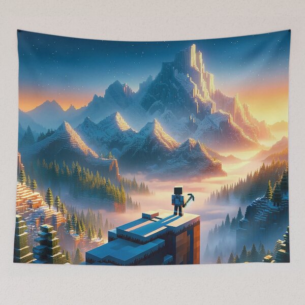 Artikelvorschau, Epischer Voxel-Bergpanorama | Landschaftsgestaltung im Sonnenuntergang auf Pixel Quest Explorer entworfen und verkauft von pixelpopplanet.