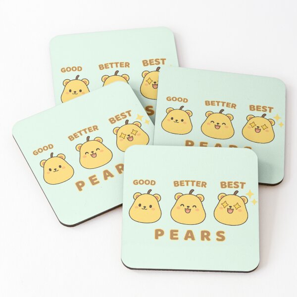 Item preview, Good Better Best Pear – Cute Teddypear Expression Faces | Kawaii Pear Bear Art designed and sold by RokaWorld.