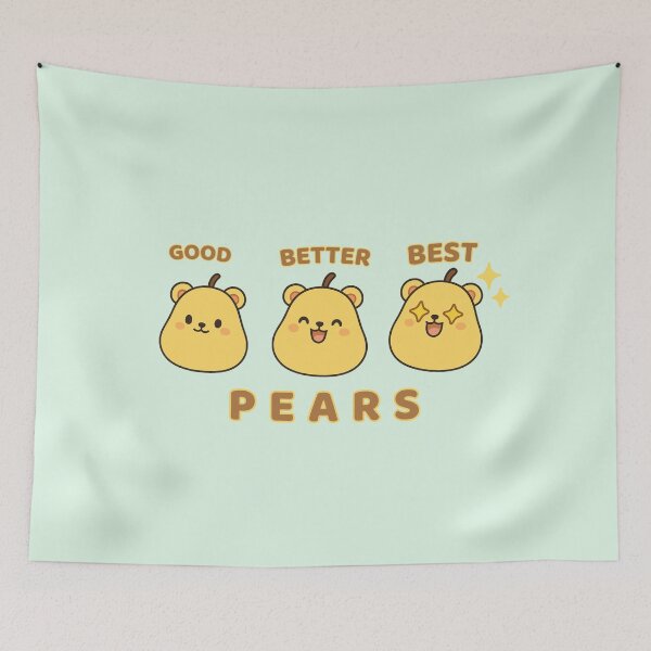 Item preview, Good Better Best Pear – Cute Teddypear Expression Faces | Kawaii Pear Bear Art designed and sold by RokaWorld.