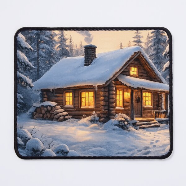 Item preview, Cozy Winter Cabin - Snowy Log Cabin Christmas Night designed and sold by PunchDrop.