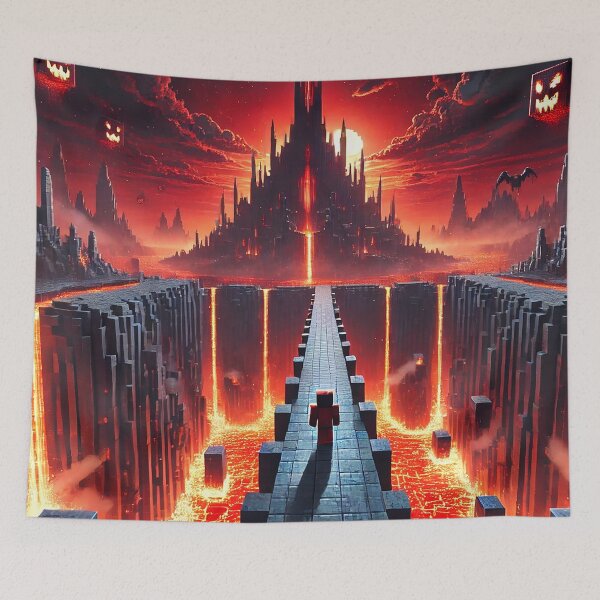 Item preview, Voxel Nether Fortress | Pixel Art Lava Hell Castle & Ghasts | Pixel Gamer Horror Landscape Design designed and sold by pixelpopplanet.