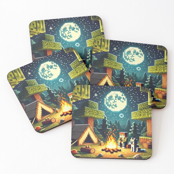 Item preview, Pixel Art Campfire Night | Pixel Quest Voxel Forest Camping Under Full Moon | Survival Gamer Aesthetic Design designed and sold by pixelpopplanet.