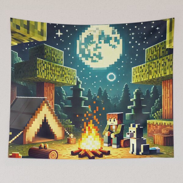 Item preview, Pixel Art Campfire Night | Pixel Quest Voxel Forest Camping Under Full Moon | Survival Gamer Aesthetic Design designed and sold by pixelpopplanet.