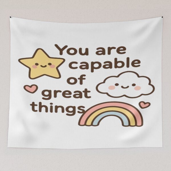 Item preview, Kawaii Motivational Quote Art – Cute Positive Message with Star, Cloud and Rainbow designed and sold by FernandsOficial.