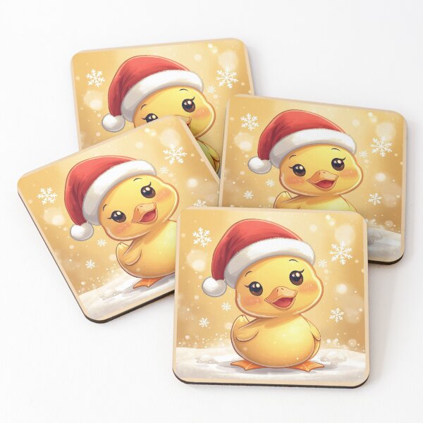 Item preview, Cute Festive Yellow Duck Wearing Santa Hat designed and sold by Nature's Palette.