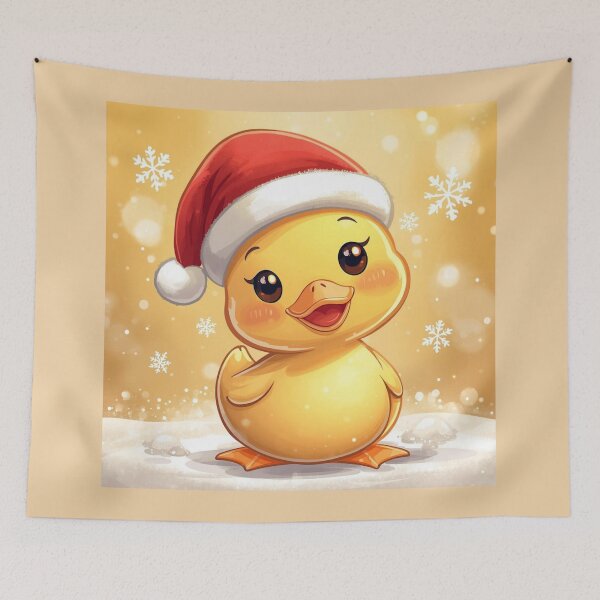 Item preview, Cute Festive Yellow Duck Wearing Santa Hat designed and sold by Nature's Palette.
