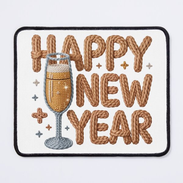 Item preview, Happy New Year Faux Crochet Text Art Cozy Yarn Style Celebration Design for Festive Gifts & Holiday designed and sold by Mad Mama Designs.