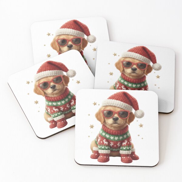 Item preview, Cute Christmas Dog in Cozy Knitted Sweater Festive Holiday Puppy Art for Winter Gifts designed and sold by Mad Mama Designs.