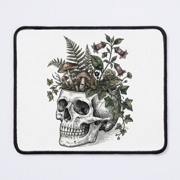 Item preview, Botanical Skull Mushrooms Ferns Vintage Illustration designed and sold by Nuvijo.