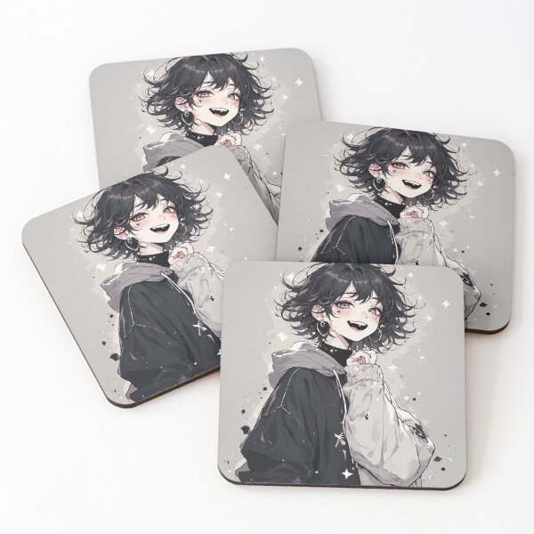 Item preview, Cute Chaotic Hoodie Girl – Black & White Anime Aesthetic Illustration by NegarTv Designs designed and sold by NegarTv Designs.