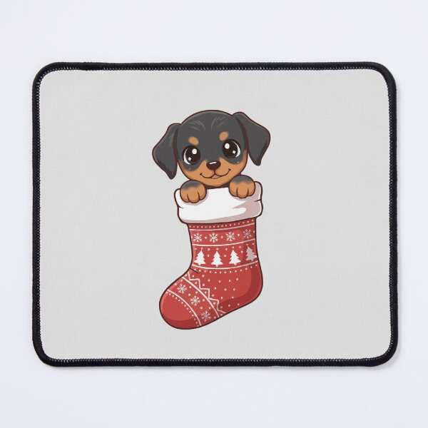 Item preview, Cute Christmas Doberman Pinscher Puppy in Knitted Holiday Stocking – Dog Lovers designed and sold by The Real Life Symphony.
