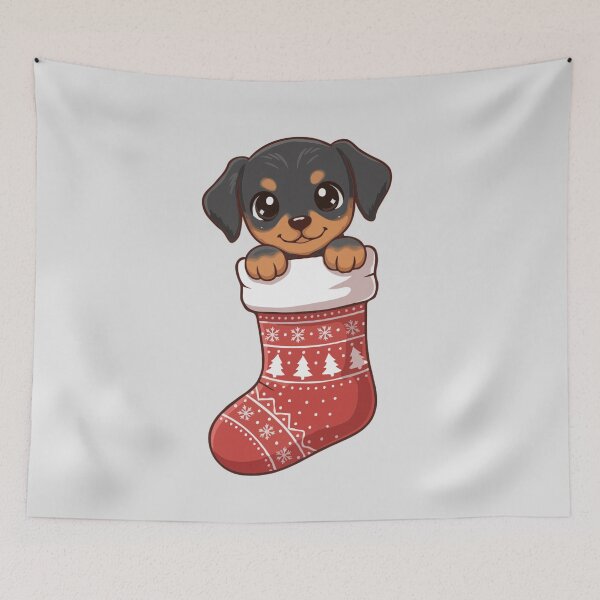 Item preview, Cute Christmas Doberman Pinscher Puppy in Knitted Holiday Stocking – Dog Lovers designed and sold by The Real Life Symphony.
