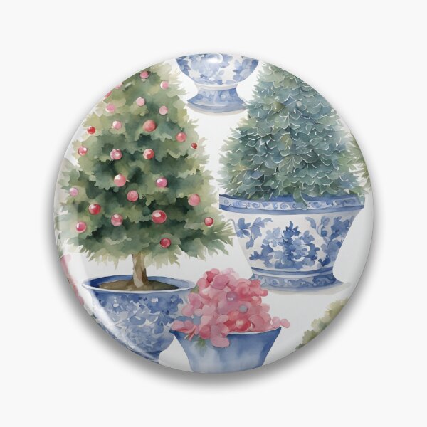 Item preview, Blush Floral Chinoiserie Christmas Tree Topiaries designed and sold by TheChinoiserie.