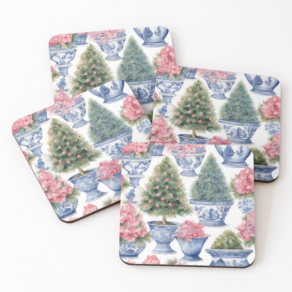 Item preview, Blush Floral Chinoiserie Christmas Tree Topiaries designed and sold by TheChinoiserie.