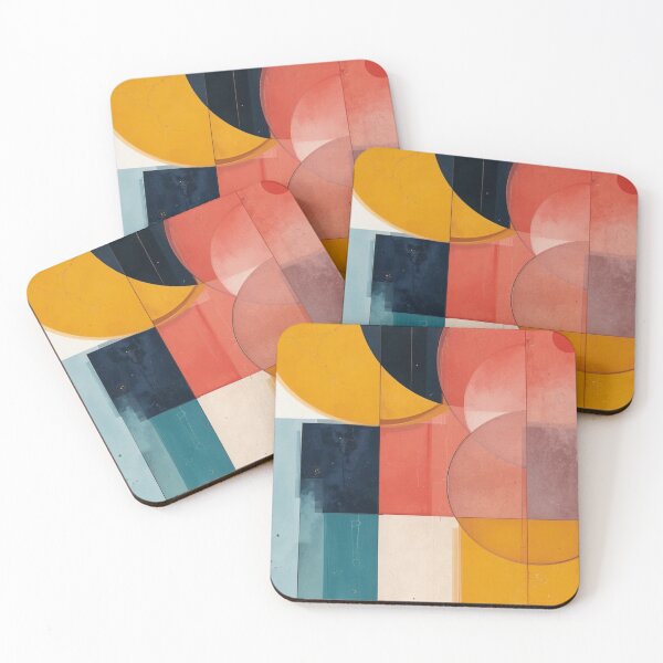 Item preview, Bauhaus Spectrum: Non-Figurative Geometry in Teal, Crimson and Golden Ochre designed and sold by mrpuchleitner.