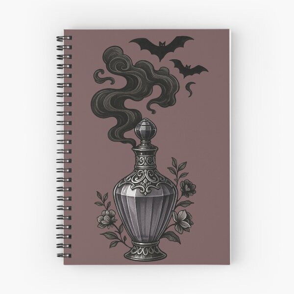 Item preview, “Gothic Perfume Bottle – Dark Smoke Potion with Bats and Florals” designed and sold by Mouraludia.