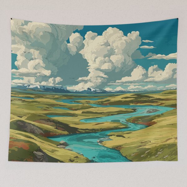 Item preview, Back River Northwest Territories Retro Arctic Landscape designed and sold by TuncGK.