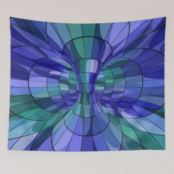 Item preview, Blue Green and Purple Geometric Abstract with Black Lines designed and sold by ArtByLeanie123.