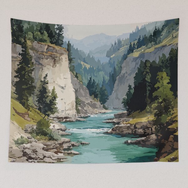Item preview, Camsell River Northwest Territories Retro Canyon Artwork designed and sold by TuncGK.