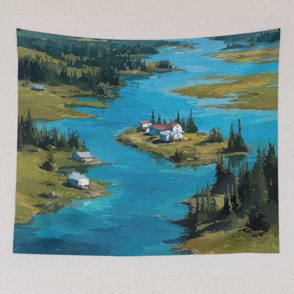 Item preview, Colville Lake Northwest Territories Retro Arctic Lake Artwork designed and sold by TuncGK.