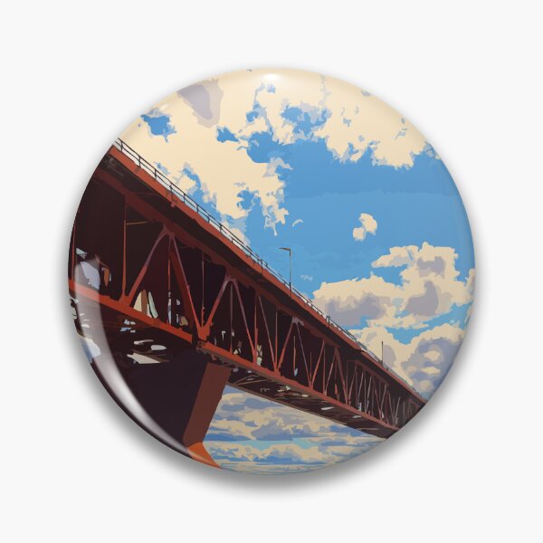 Item preview, Deh Cho Bridge Northwest Territories Retro River Crossing Art designed and sold by TuncGK.