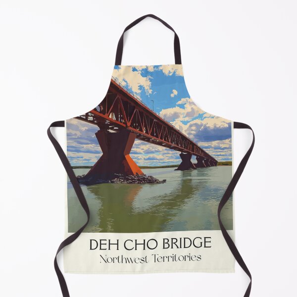 Item preview, Deh Cho Bridge Northwest Territories Retro River Crossing Art designed and sold by TuncGK.