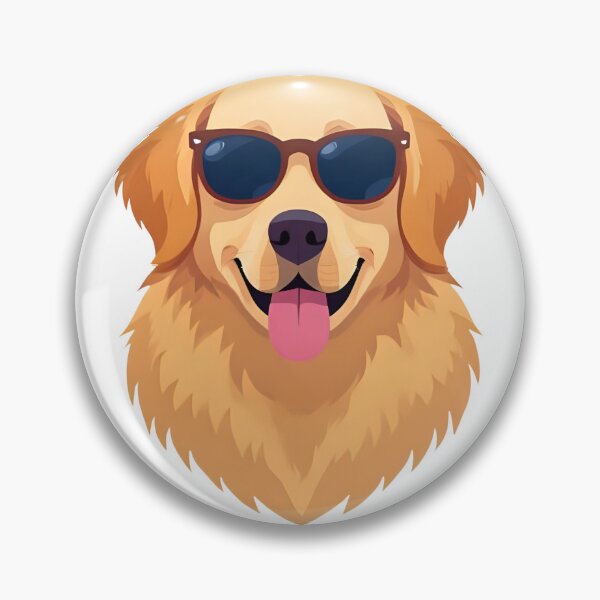 Item preview, Golden Retriever Dog Faces Design Happy Dog Smiling with Sunglasses Illustration designed and sold by bestggraphico.