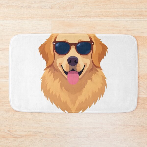 Item preview, Golden Retriever Dog Faces Design Happy Dog Smiling with Sunglasses Illustration designed and sold by bestggraphico.