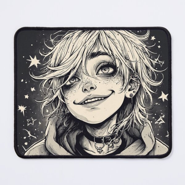 Item preview, Chaotic Cute Punk Hoodie Girl – Black & White Manga Sketch Illustration by NegarTv Designs designed and sold by NegarTv Designs.
