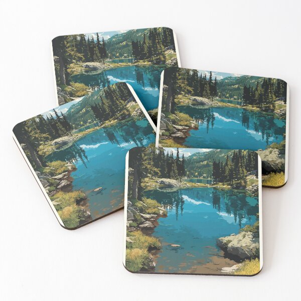 Item preview, Fish Lake Northwest Territories Retro Alpine Lake Art designed and sold by TuncGK.