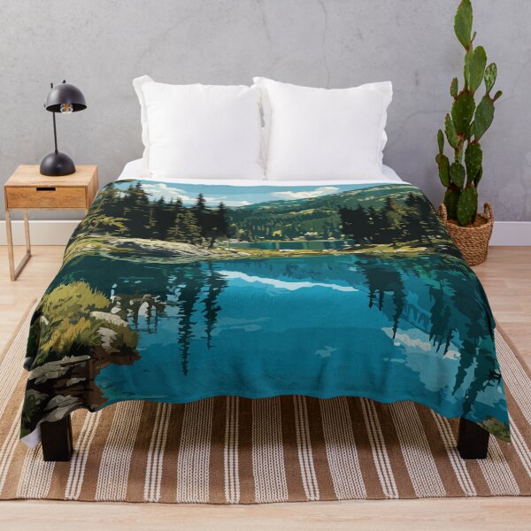Item preview, Fish Lake Northwest Territories Retro Alpine Lake Art designed and sold by TuncGK.