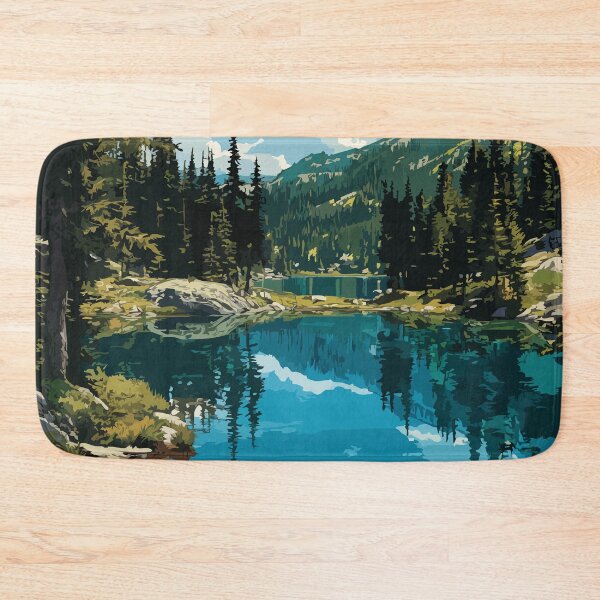 Item preview, Fish Lake Northwest Territories Retro Alpine Lake Art designed and sold by TuncGK.