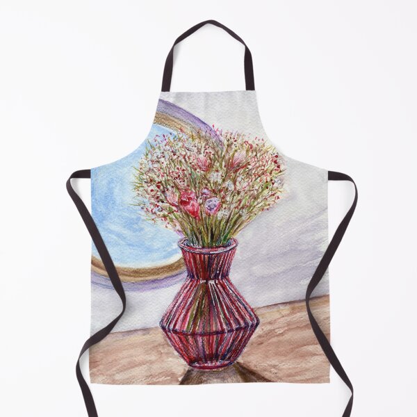 Item preview, Still life painting of Arianne's pink glass vase of dried flowers at Eddisbury Artists, Castle Park Arts Centre, Frodsham designed and sold by LymphomaLass.
