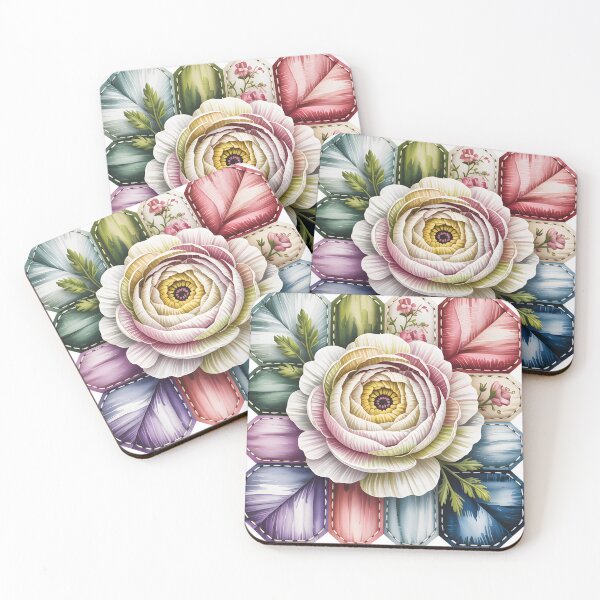 Item preview, White Ranunculus Patchwork designed and sold by JessArty ⭐⭐⭐⭐⭐.