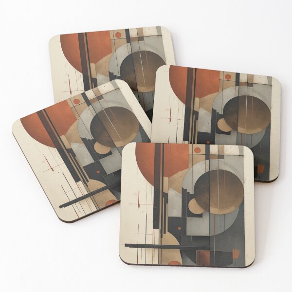 Item preview, Bauhaus-Inspired Geometric Abstraction in Earthy Reds and Grays designed and sold by mrpuchleitner.