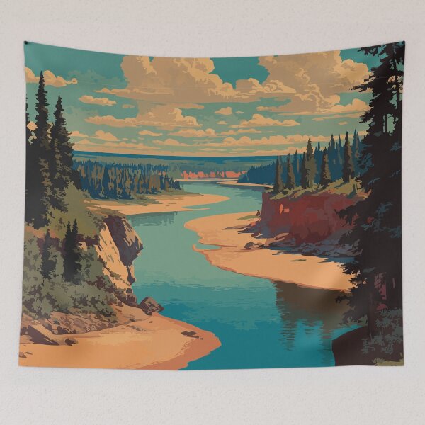Item preview, Fort Good Hope Northwest Territories Retro Mackenzie River Art designed and sold by TuncGK.