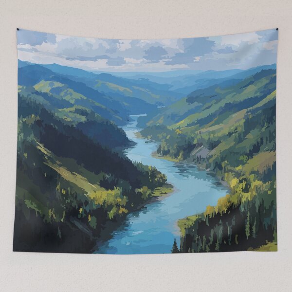 Item preview, Fort Liard Northwest Territories Retro Valley Landscape designed and sold by TuncGK.