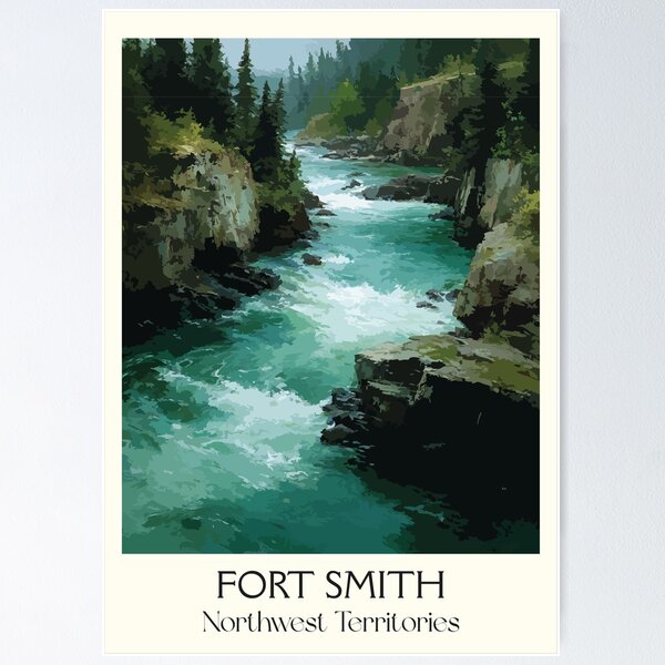 Item preview, Fort Smith Northwest Territories Retro River Valley Art designed and sold by TuncGK.