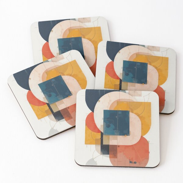Item preview, Bauhaus Harmony: Pure Geometric Abstraction in Cobalt, Vermilion and Pale Saffron designed and sold by mrpuchleitner.