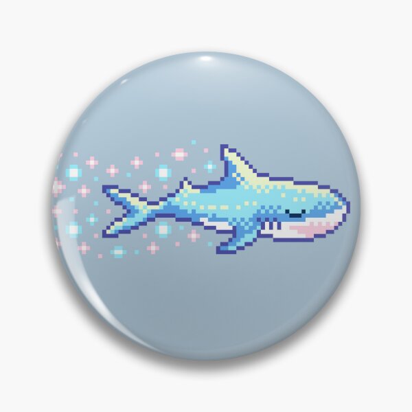 Item preview, Trans Pride Shark with Sparkling Trail - Pixel Art  designed and sold by HeatherUnderground.