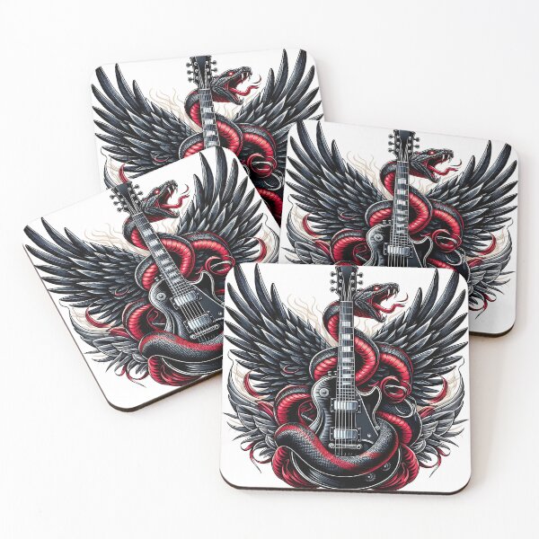 Item preview, Winged Serpent Metal Guitar Art – Gothic Rock Snake Design designed and sold by MED-AFDS.