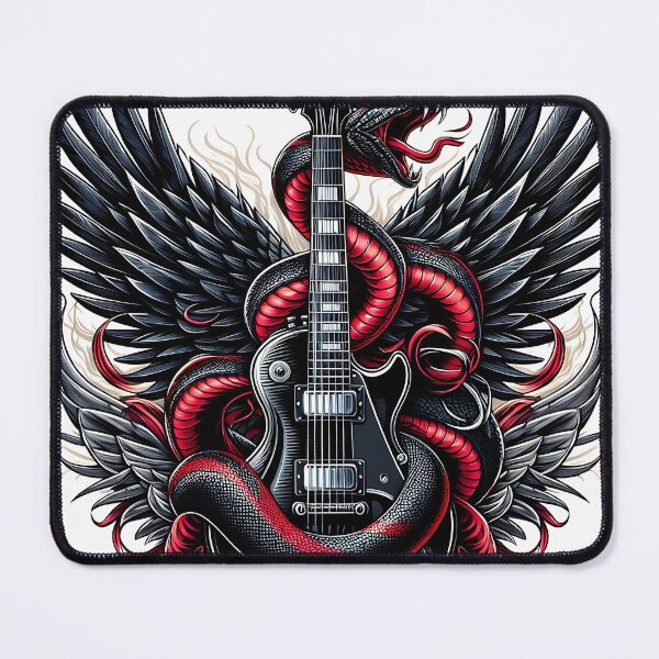 Item preview, Winged Serpent Metal Guitar Art – Gothic Rock Snake Design designed and sold by MED-AFDS.